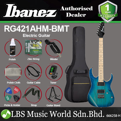 Ibanez RG421AHM Solid Body RG Ash Electric Guitar with HH Pickups and Tremolo - Blue Moon Burst