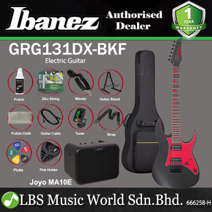 Ibanez GRG131DX Poplar Solid Body GRG Satin Urethane Electric Guitar - Black Flat (GRG131DX)