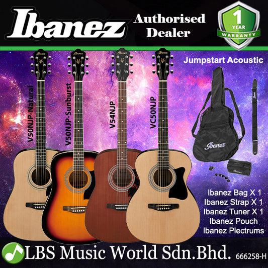 Ibanez V50NJP-NT Dreadnought Body Starter Jampack Bundle Package Acoustic Guitar Natural Finish (V50NJP)