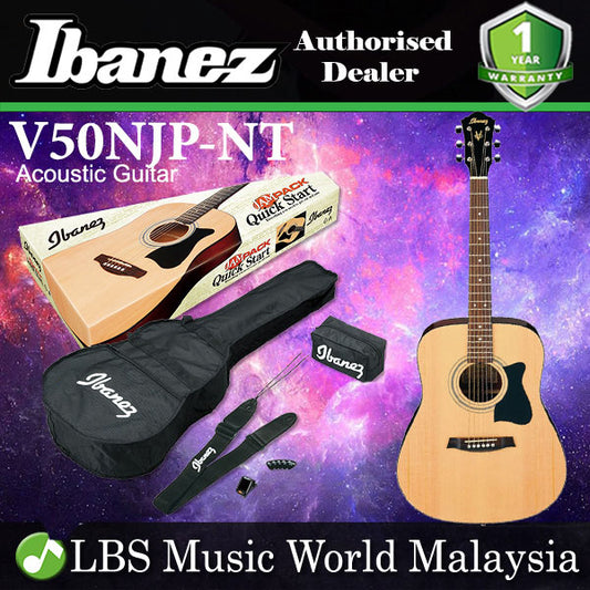 Ibanez V50NJP-NT Dreadnought Body Starter Jampack Bundle Package Acoustic Guitar Natural Finish (V50NJP)