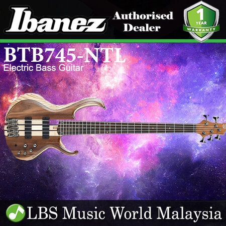Ibanez BTB745-NTL 5 String Standard Walnut Top Natural Low Gloss Electric Bass Guitar (BTB745)