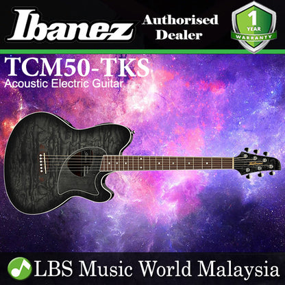 Ibanez TCM50-TKS Talman Double Cutaway Acoustic Electric Guitar Transparent Black Sunburst (TCM50)
