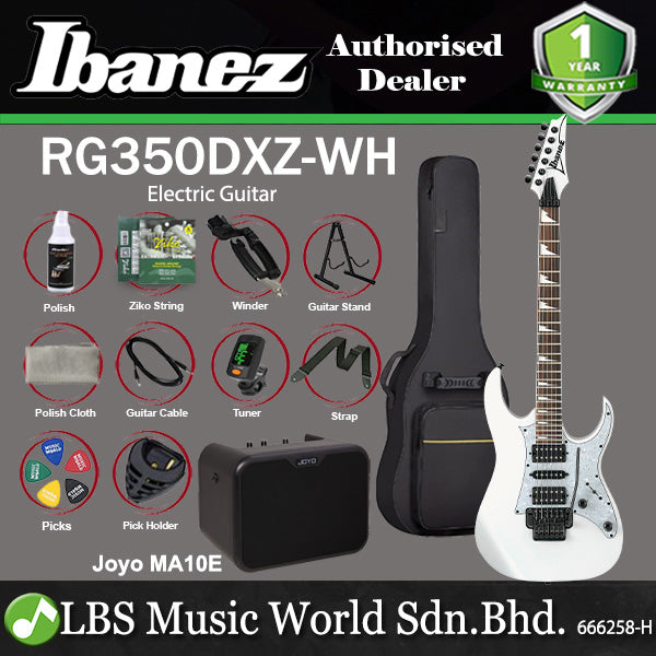 Ibanez RG350DXZ Mahogany Body Standard Electric Guitar HSH Pickups and Tremolo - White