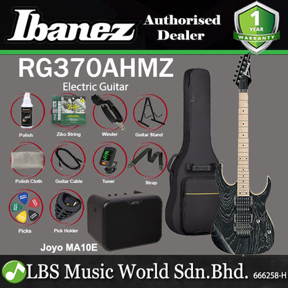 Ibanez RG370AHMZ Standard Solid Ash Body Electric Guitar - Silver Wave Black (RG370 AHMZ)