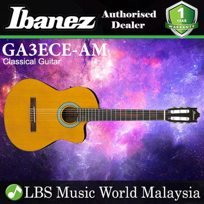 Ibanez GA3ECE-AM Classic Body Solid Top Classical Guitar Amber High Gloss (GA3ECE)