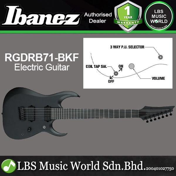 Ibanez RGDRB71 7 String Nyatoh Body Ebony FB Electric Guitar Black Flat