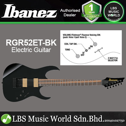 Ibanez RGR52ET-BK RG Series Nyatoh Body EBony Fretboard Professional Electric Guitar - Black