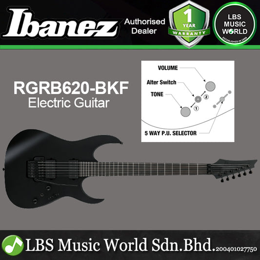 Ibanez RGRB620-BKF Nyatoh Solid Body Ebony FB Electric Guitar - Black Flat