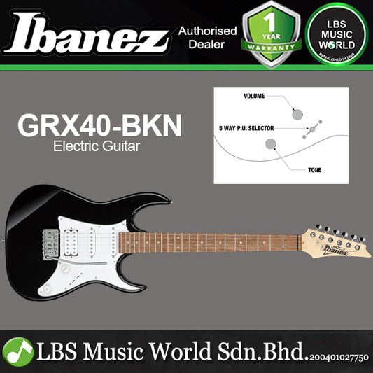 Ibanez GRX40-BKN Poplar Body Solid GRX Maple Neck Electric Guitar Black Night (GRX40)