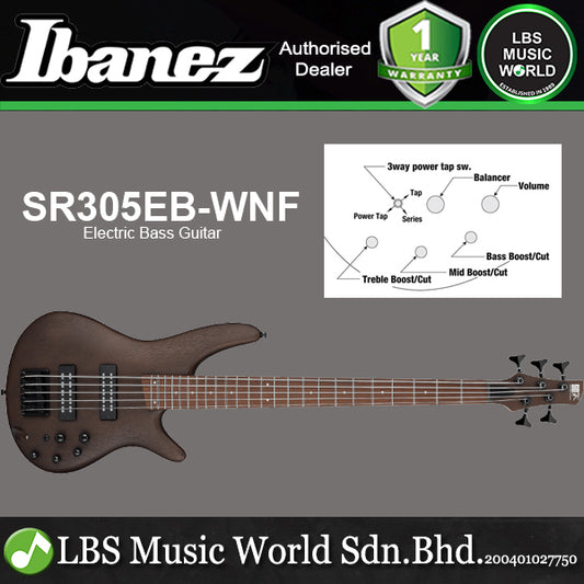 Ibanez SR305EB-WNF 5 String Nyatoh Body SR Series Standard Electric Bass Guitar - Walnut Flat (SR305EB)