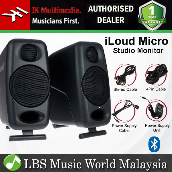 IK Multimedia iLoud Micro Monitor 50 Watt Compact Studio Monitor Speaker with Bluetooth Pair - Black