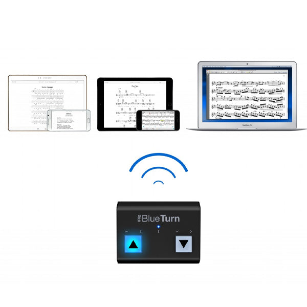 IK Multimedia iRig BlueTurn Portable Bluetooth Page Turner Sheet, Book and keynote for iOS and Android