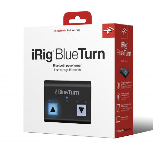 IK Multimedia iRig BlueTurn Portable Bluetooth Page Turner Sheet, Book and keynote for iOS and Android