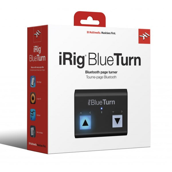 IK Multimedia iRig BlueTurn Portable Bluetooth Page Turner Sheet, Book and keynote for iOS and Android