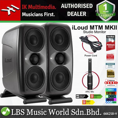 IK Multimedia iLoud MTM MKII 100 Watt 2 Way Powered Studio Monitor Built in ARC Self Calibration