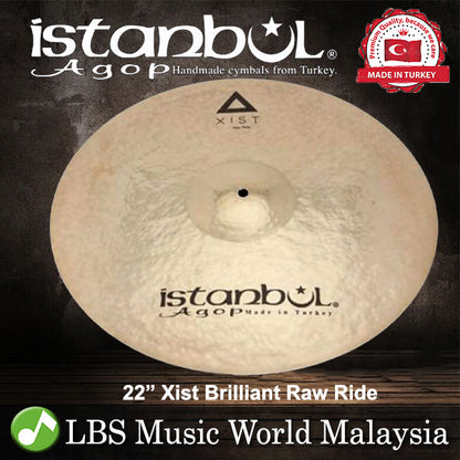 Istanbul Agop 22" Xist Brilliant Raw Ride Cymbal - Made in Turkey (XRWRB22 XRWRB 22)