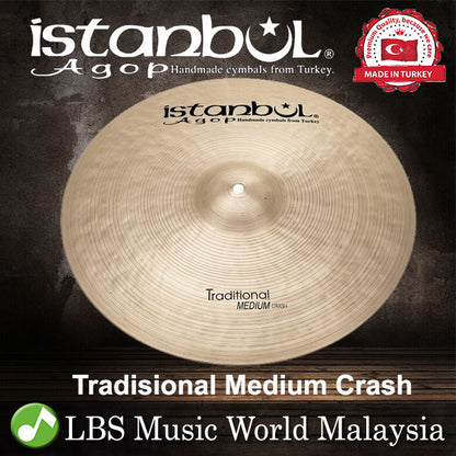 Istanbul Agop Tradisional Medium Crash Cymbal 14",15",16",17",18",19",20",22" (MC14 MC15 MC16 MC17 MC18 MC19 MC20 MC22)