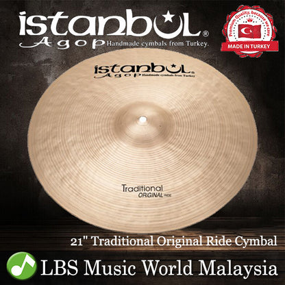 Istanbul Agop Cymbals 21" Traditional Original Ride Cymbal - Made in Turkey (ORR21 ORR 21)