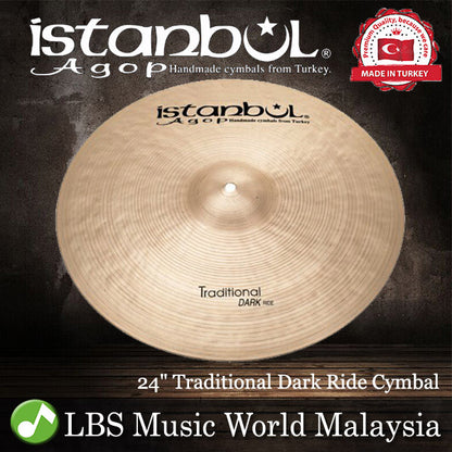 Istanbul Agop Cymbals 24" Traditional Dark Ride Cymbal - Made in Turkey (DR24 DR 24)
