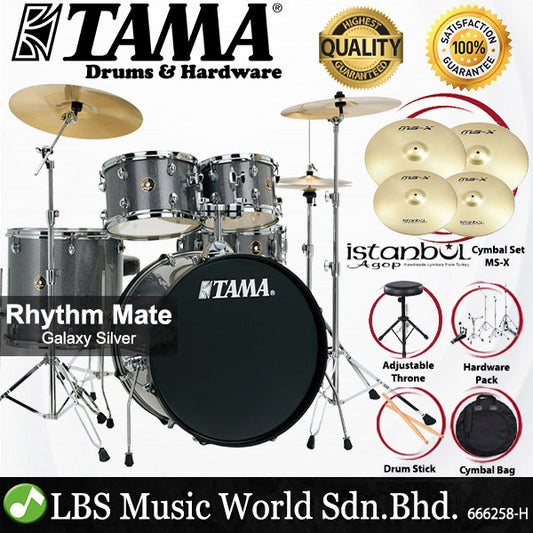 Tama Rhythm Mate 5 Piece Drum Set with Istanbul Agop MS-X Cymbal Set - 22 Inch Bass Drum