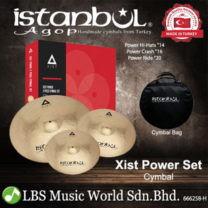 Istanbul Agop Xist Power Cymbals Set 14" Hi-Hats 16" Crash 20" Ride with Bag (IXPWS3)