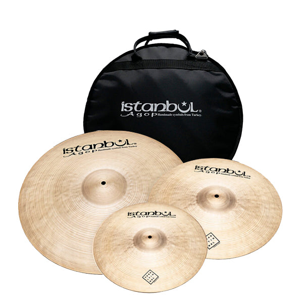 Istanbul Agop Traditional Cymbals Set with Bag 14" Hi-Hats 16" Crash 20" Ride Cymbal (ITRS)
