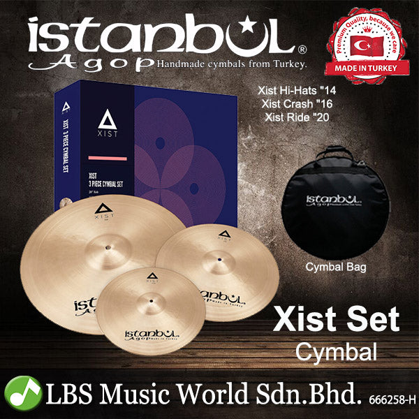 Istanbul Agop Cymbals Xist Set 14" Hi-Hats 16"Crash 20 Ride Cymbal with Bag (IXS3)