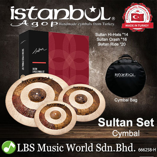 Istanbul Agop Cymbals Sultan Set 14" Hi-Hats 16" Crash 20" Ride Cymbal Pack With Bag (ISS)