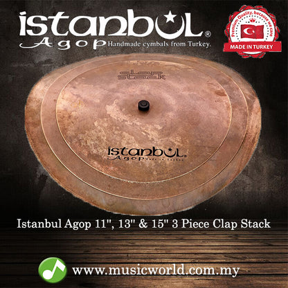 Istanbul Agop Cymbals 11" 13" & 15" 3 Piece Traditional Clap Stack Set Cymbal Effect (CSFX)