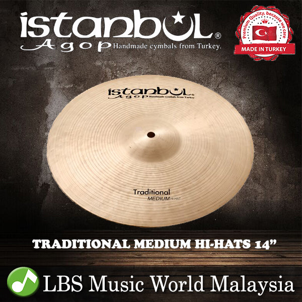 Istanbul Agop Cymbals 14" Traditional Medium Hi-Hat Hihat Hi Hat Cymbal (MH14)