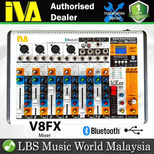 iVA V8FX 8 Channel Mixer with Bluetooth, USB and Effect FX