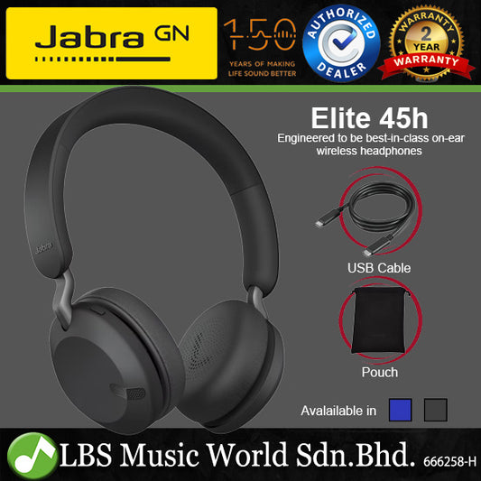 Jabra Elite 45h Wireless Bluetooth On Ear Headphone Headset Foldable (Headphones)
