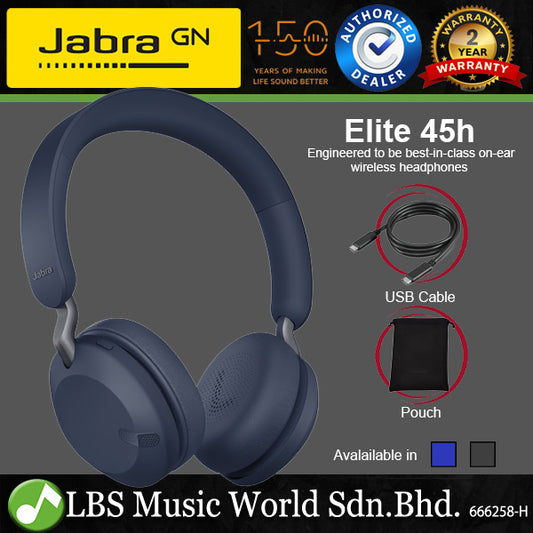 Jabra Elite 45h Wireless Bluetooth On Ear Headphone Headset Foldable (Headphones)