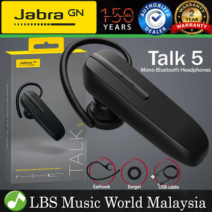 Jabra Talk 5 Mono Bluetooth Wireless Headset Headphone Ear Hook with Mic (Talk5 Earphones)