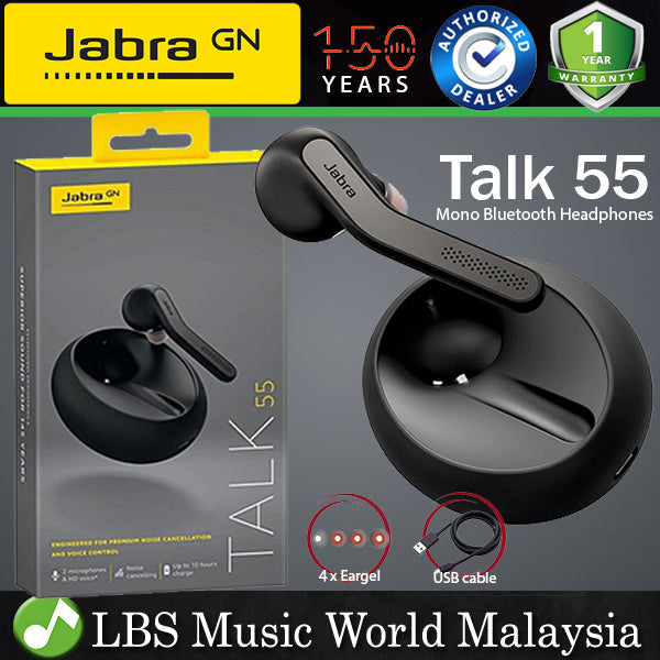 Jabra Talk 55 Mono Bluetooth Wireless Headset Headphones with Charging Case (Talk55 Earphone)
