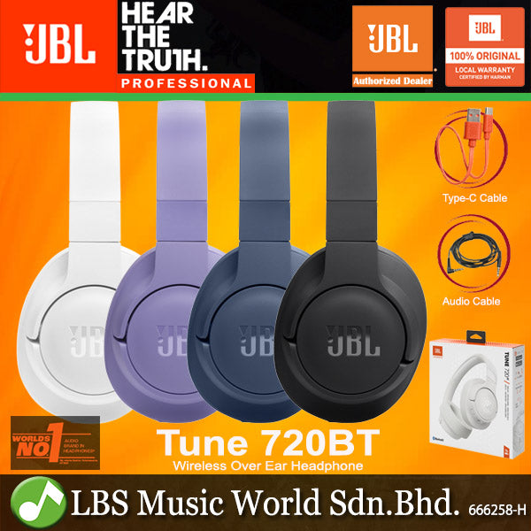 JBL Tune 720BT Wireless Bluetooth Over Ear Headphones with Built In Microphone (720 BT)
