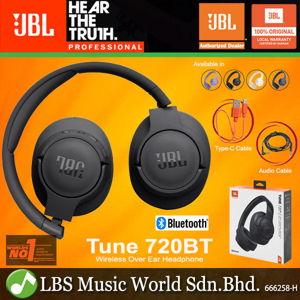 JBL Tune 720BT Wireless Bluetooth Over Ear Headphones with Built In Microphone (720 BT)