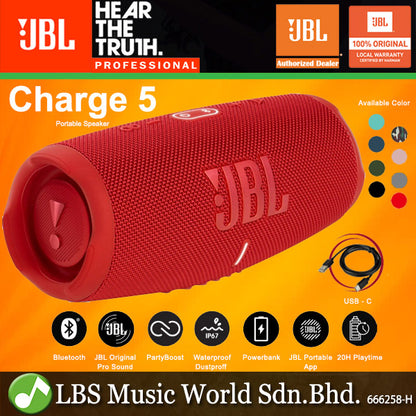 JBL CHARGE 5 Portable Waterproof Bluetooth Speaker with PartyBoost (Charge5)