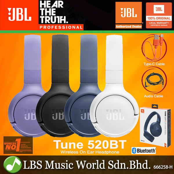 JBL Tune 520BT Wireless On Ear Headphones with Built-in Microphone and Bluetooth (520 BT)