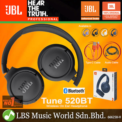 JBL Tune 520BT Wireless On Ear Headphones with Built-in Microphone and Bluetooth (520 BT)