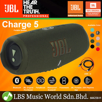 JBL CHARGE 5 Portable Waterproof Bluetooth Speaker with PartyBoost (Charge5)