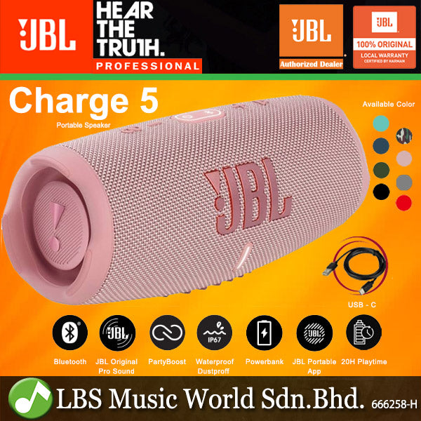 JBL CHARGE 5 Portable Waterproof Bluetooth Speaker with PartyBoost (Charge5)