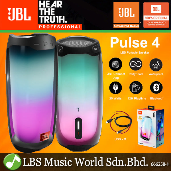 JBL Pulse 4 Wireless Waterproof Bluetooth Speaker with LED Light
