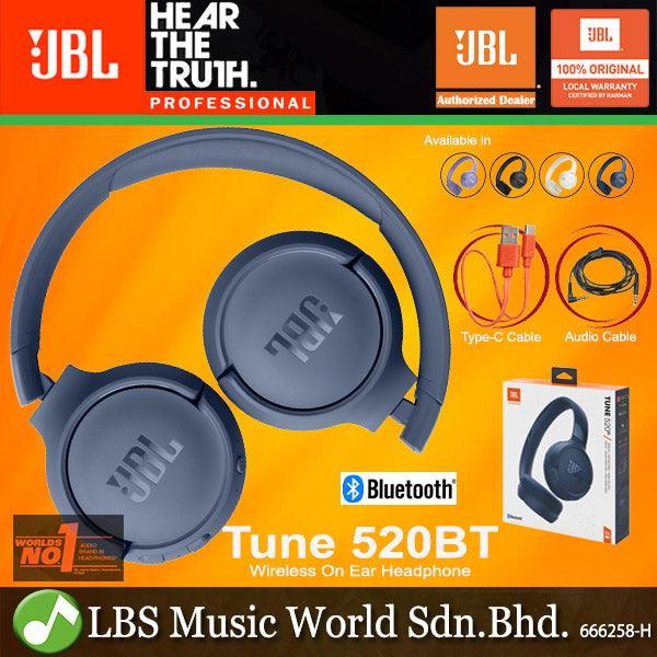 JBL Tune 520BT Wireless On Ear Headphones with Built-in Microphone and Bluetooth (520 BT)
