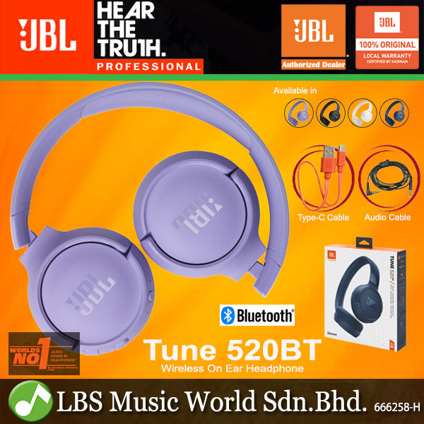 JBL Tune 520BT Wireless On Ear Headphones with Built-in Microphone and Bluetooth (520 BT)