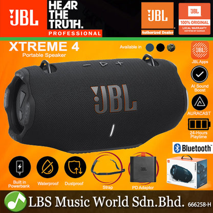 JBL Xtreme 4 Portable Rechargeable Bluetooth Speaker with Shoulder Strap and Built in Powerbank