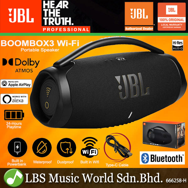 JBL BOOMBOX 3 WI-FI Powerful Wireless and Bluetooth Portable Speaker with Built in Powerbank