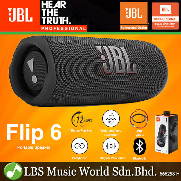 JBL FLIP 6 Portable Waterproof Bluetooth Speaker with PartyBoost (Flip6 Flip 6)