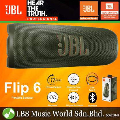 JBL FLIP 6 Portable Waterproof Bluetooth Speaker with PartyBoost (Flip6 Flip 6)