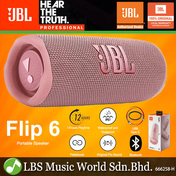 JBL FLIP 6 Portable Waterproof Bluetooth Speaker with PartyBoost (Flip6 Flip 6)